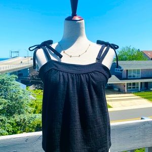 ☀️Madewell Crosshatch Tie-Strap Tank Top, Size S, Black